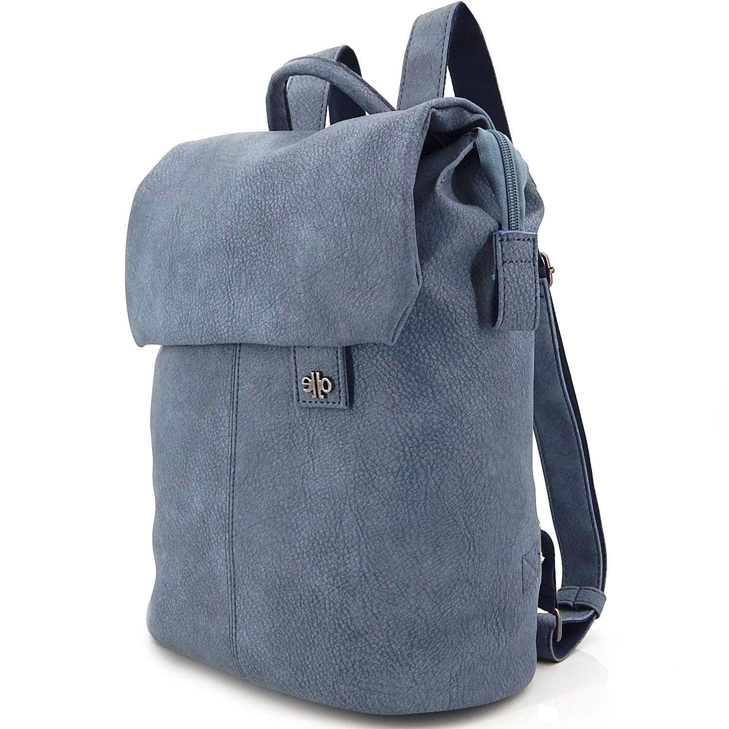 ekavale - Elegant Rucksack für Damen & Mädchen – City Daypack aus Optik Leder – klein Schulrucksack Backpack (Blau)
