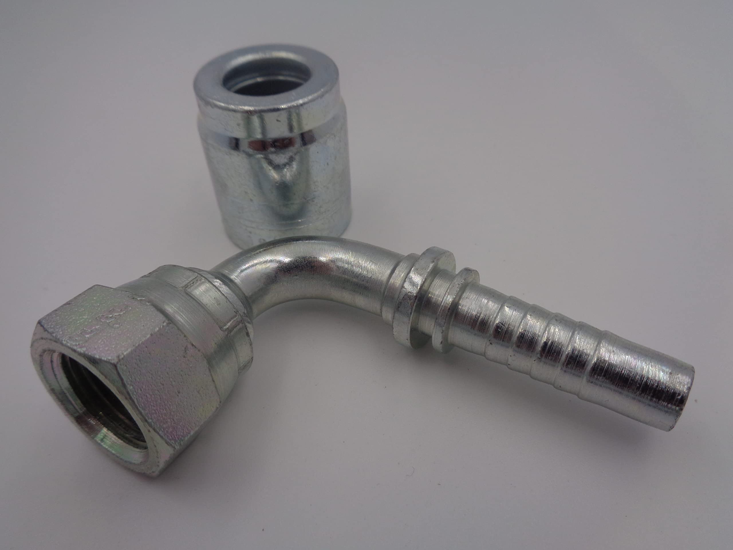 Hydraulic Hose Crimp Fitting Insert for 3/8" Hose with 2 Wire Ferrule Choose Size (1/2 BSP Female 90deg)