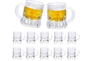 ZZYFGH Mini Beer Mugs - 12-Pack of 1-Ounce Clear Plastic Shot Glasses with Handles