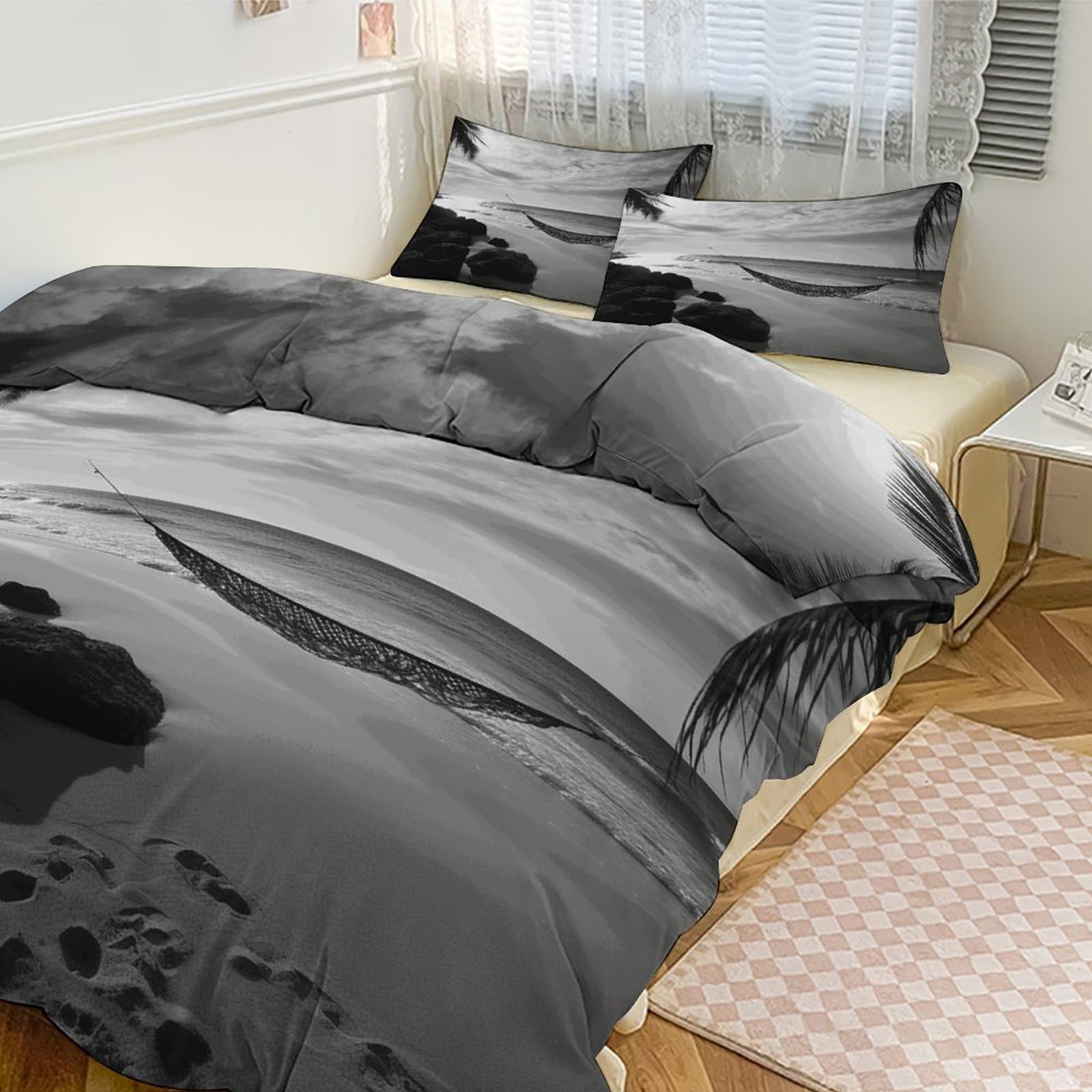 Couette pour grand lit épaisse parure de lit 3 pièces couvre-lit design plage chic