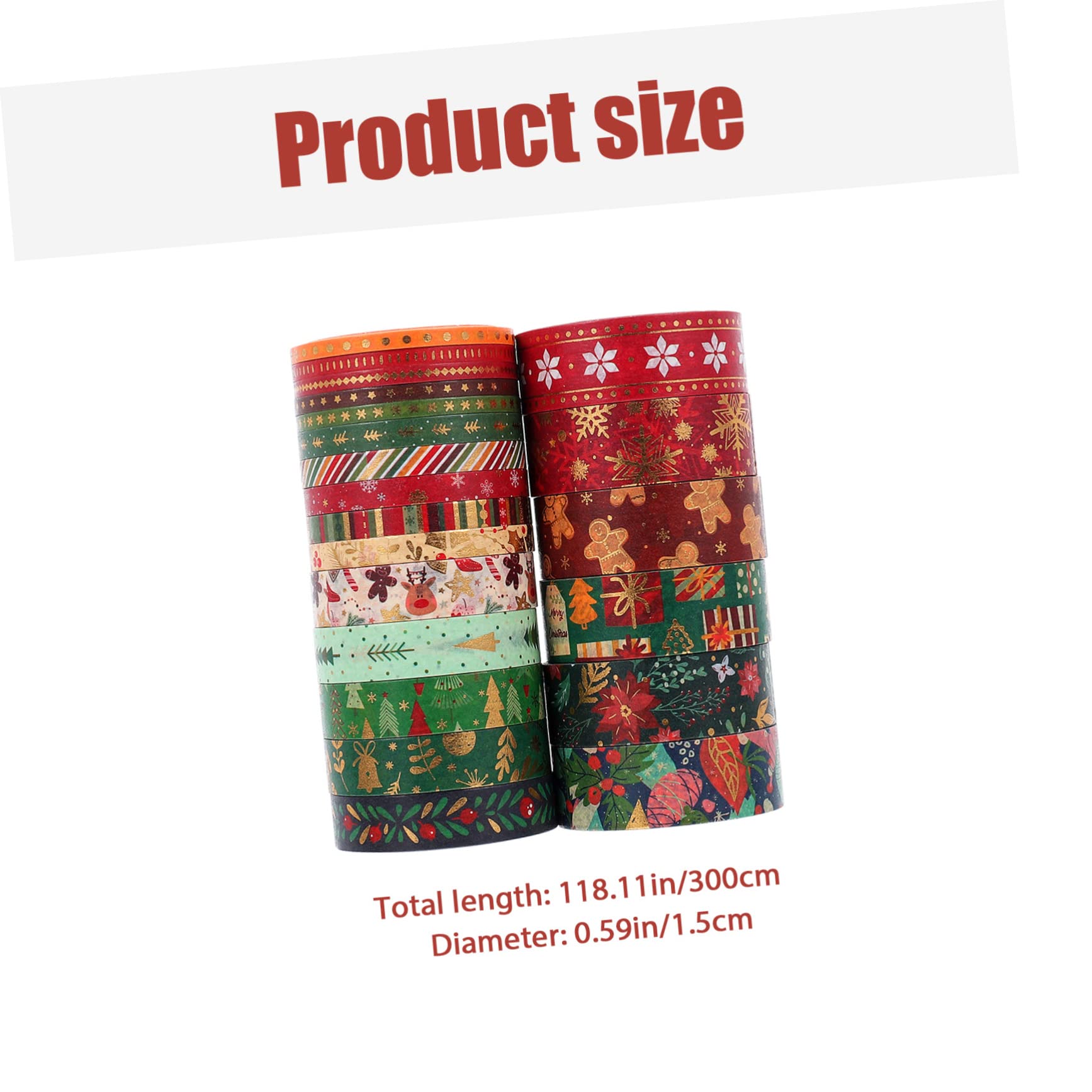 STOBOK 63rollos Cintas Washi De Navidad Adhesivo Para Manualidades Scrapbooking y Envolturas De Para Tarjetas y Decoraciones Navideñas