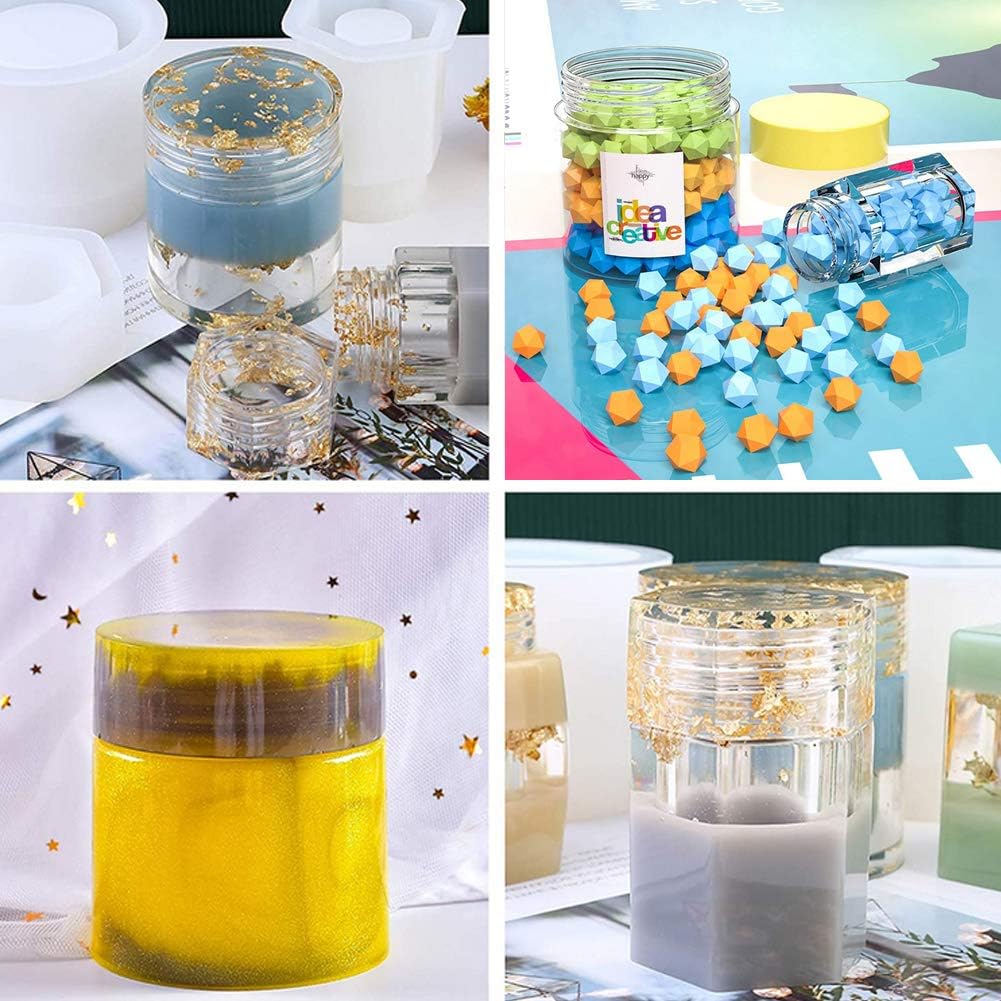 4 Pieces Epoxy Resin Bottle Molds, Storage Boxes, Storage Bottle Resin Silicone Molds, Sealed Bottles with Lids, for DIY Jewelry Resin Crafts (4 Pieces)