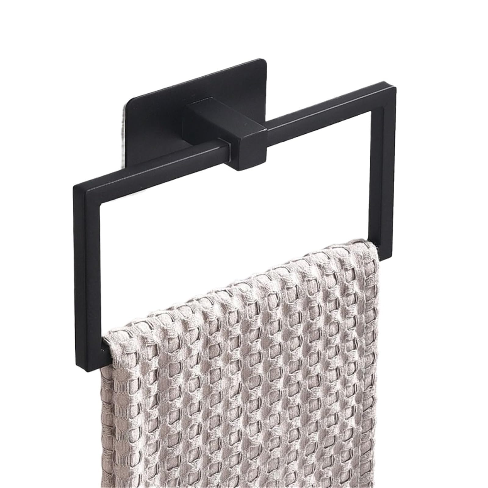 Towel Holder Waterproof Punch Free Towel Ring Ventilation Hand 180 degree flip stainless steel Bathroom Hanger(Black)