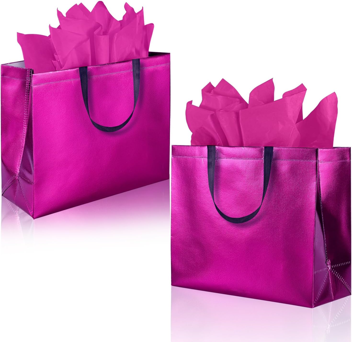 GITMIWS Sparkle Gift Bags with Tissues Set of 9 Hot Pink