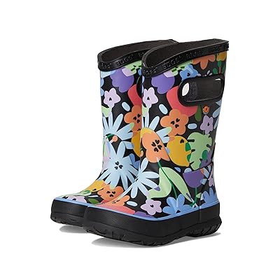 Bogs Kids Rainboot Overlap Flowers (Toddler/Little Kid/Big Kid) Kids Shoes Black
