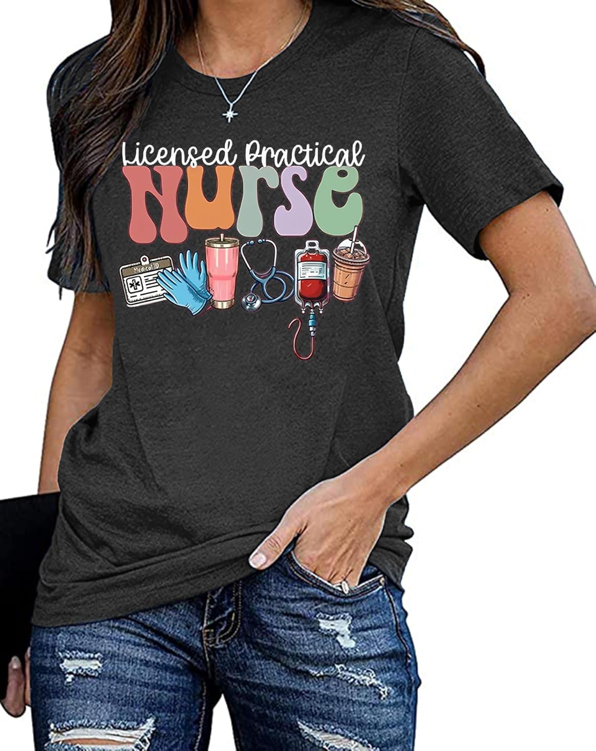 Nurse Shirts Womens School Nursing T-Shirt Nurse Life Tops Nurses Week Gift Short Sleeve