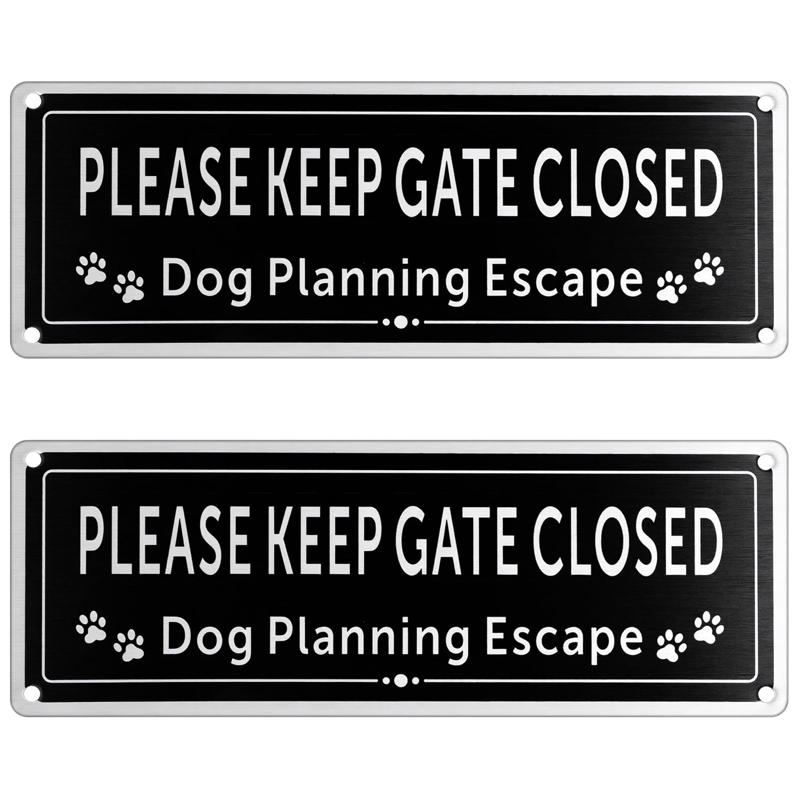 Please Close The Gate Dog Sign - 2 Pack Weatherproof Aluminium Warning Plaque to Keep Dog Secure | 25x9cm Rust-Proof, UV Protected for Garden