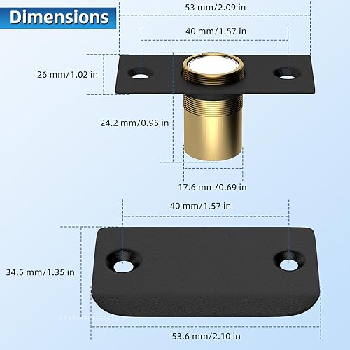 Miniatura 3 de Jiayi - Juego de 2 bolas magnéticas para puerta, cierre magnético, accesorios de repuesto para puerta con rodillo negro, cierre de puerta superior