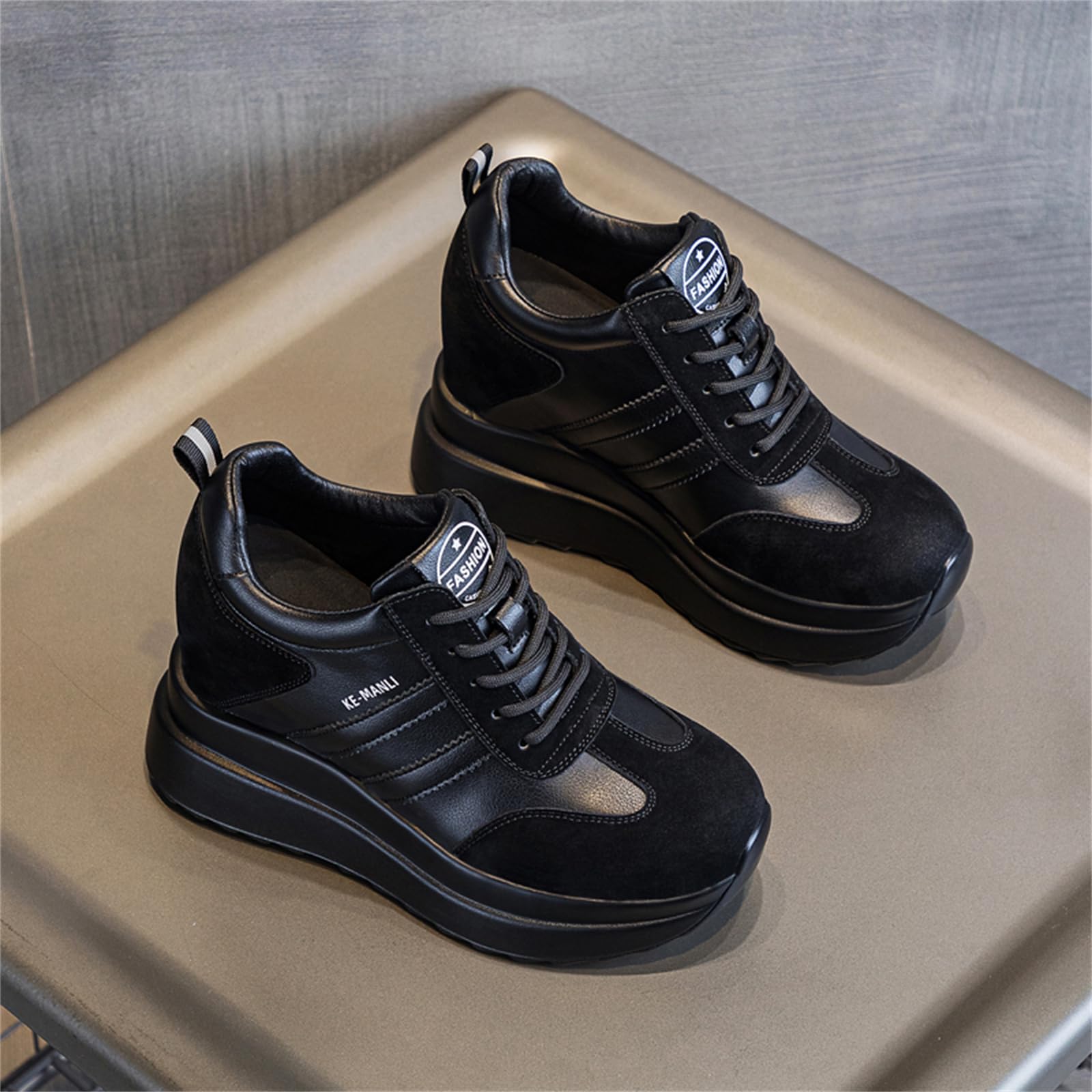 AONEGOLD Zapatillas de Deporte Cuñas Mujer Zapatos de Deporte Casuales al Aire Libre Transpirable Wedge Plataforma Sneakers Tacón Oculto 10CM