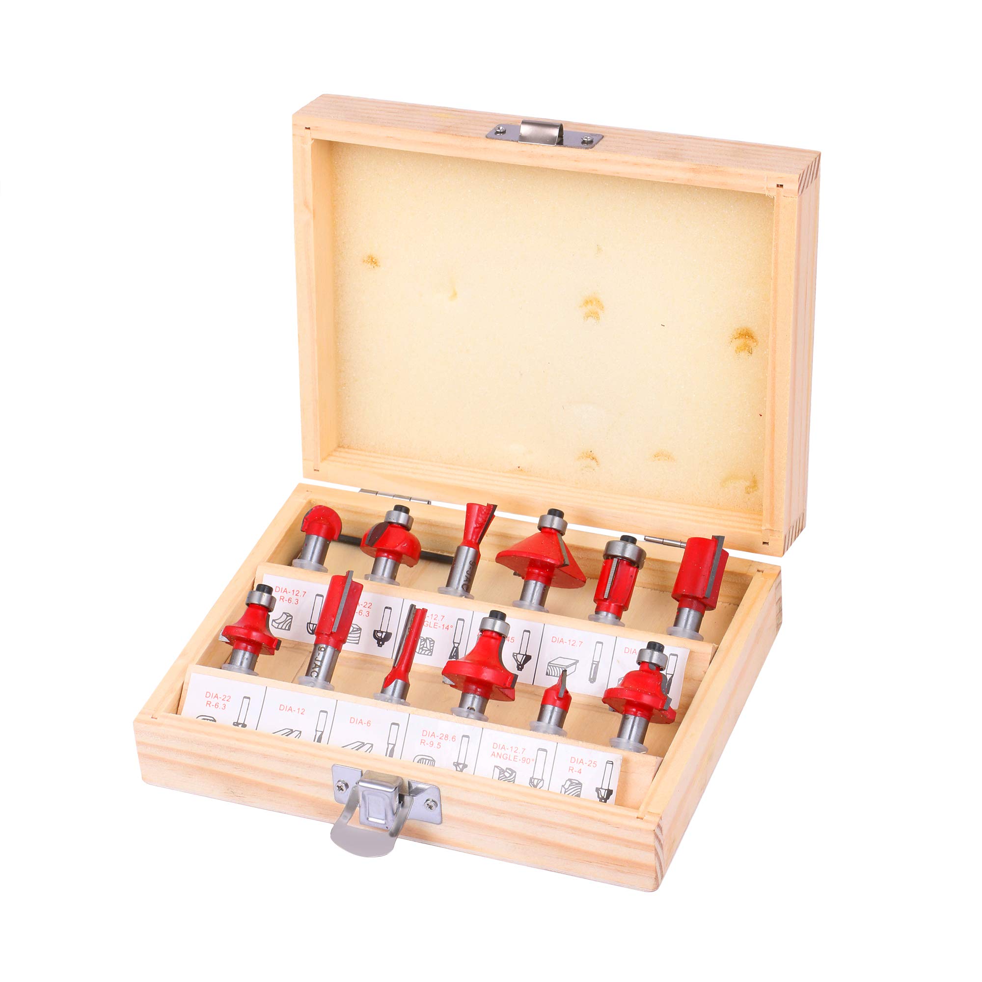 Digital Craft 8 mm 12 PCS Multi Shapes Router/Trimmer BIT Set Combo with Wooden Box (8 MM Shank) Specially Designed for Woodworking Rotary Tool (8 mm)-image-20