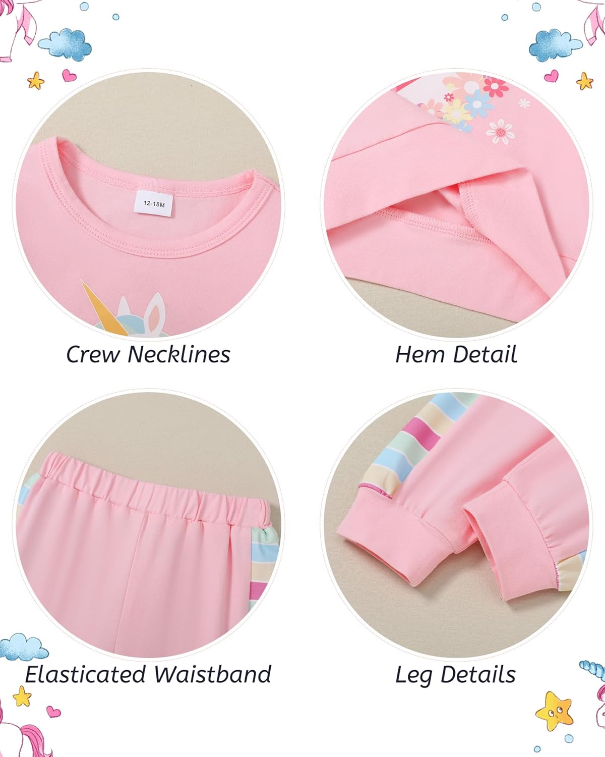 YALLET Toddler Girl Clothes Fall Winter Jogging Outfit Little Girl Unicorn Sweatsuit+ Pants Set Baby Sweatshirt Clothing 1-6Y - Image 2