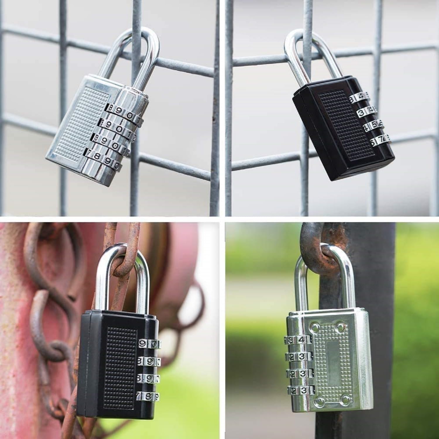 SBA PRIME Zinc 4 Digit Combination Padlock | Waterproof Outdoor Locker Lock for School, Gym, Fence, Toolbox, Gate & Storage (Black, 1 Pack) 1