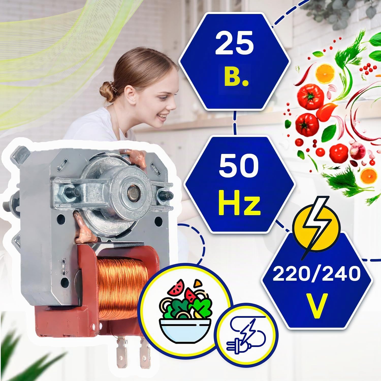 Motor Heißluftgebläse für Backofen 25W 220-240V 50Hz mit dem Originalcode 3890813045 389081304/5 für AEG für Electrolux für Zanussi - MADE IN EU - Garantie 10 Jahre - MONTERAL