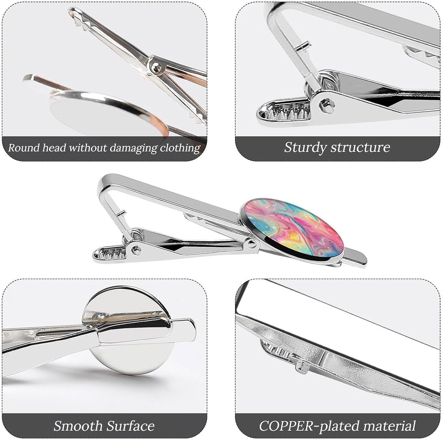 Abstract Art Rainbow Tie Clip Fashion Jewelry Necktie Pin for Wedding Busiess Office Accessories