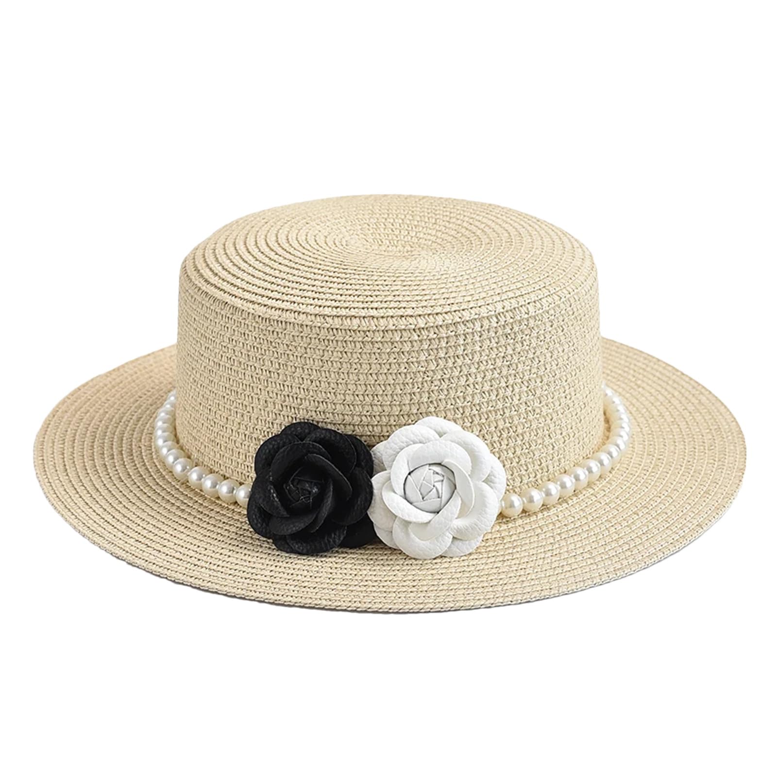 Cappelli di paglia da donna, stile francese, elegante, per vacanze, barca, estate, piatto, spiaggia, sole