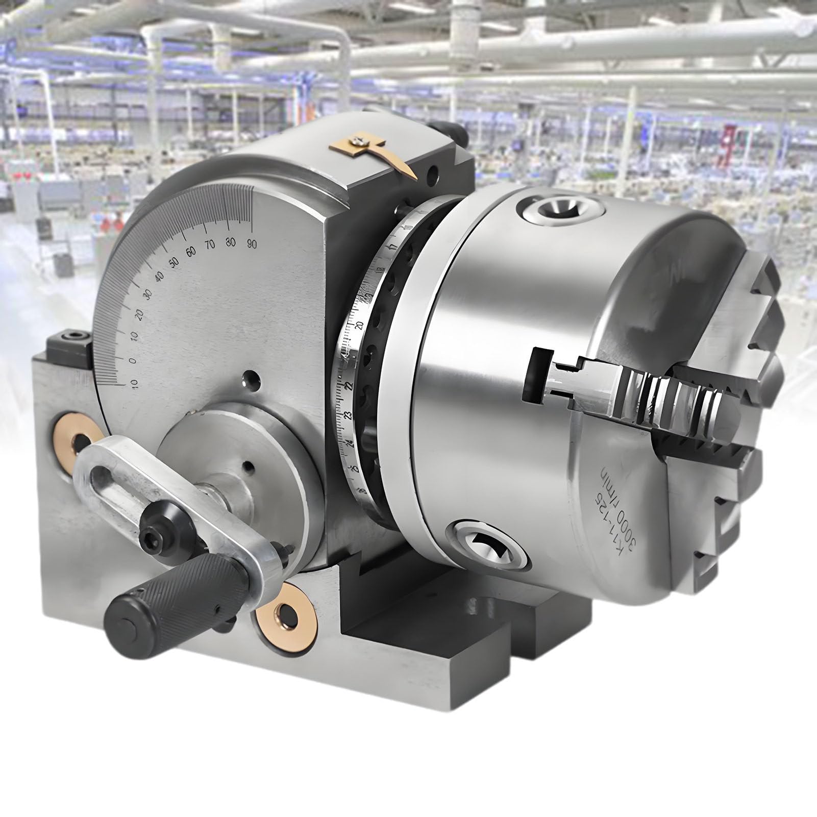 ExoticaBlend 3 Jaw Chuck Dividing Head, Heavy Duty Semi-Universal Milling Set with Tailstock and Dividing Plates, 1:40 Indexing Ratio for Rotary Table & CNC Mill 4in