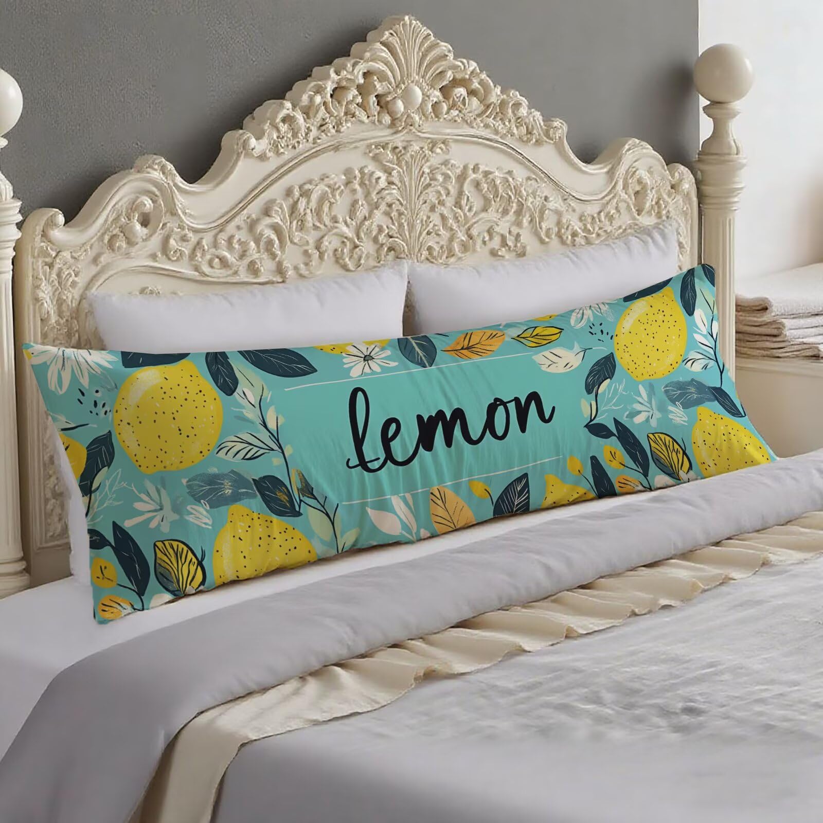 Taie d'oreiller 40x140 orange et bleu velours pour sublimer votre chambre