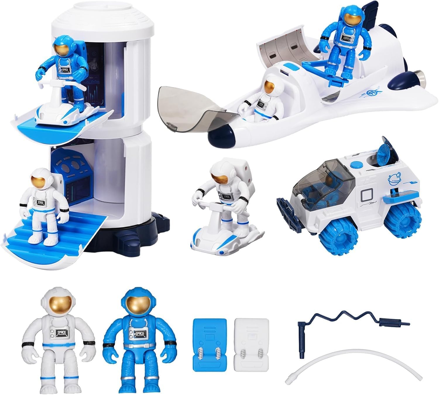 Jouet de navette spatiale pour enfants, jouet de vaisseau spatial avec effets lumineux et sonores, jouet spatial avec station spatiale, navette spatiale, rove spatiale et astronautes