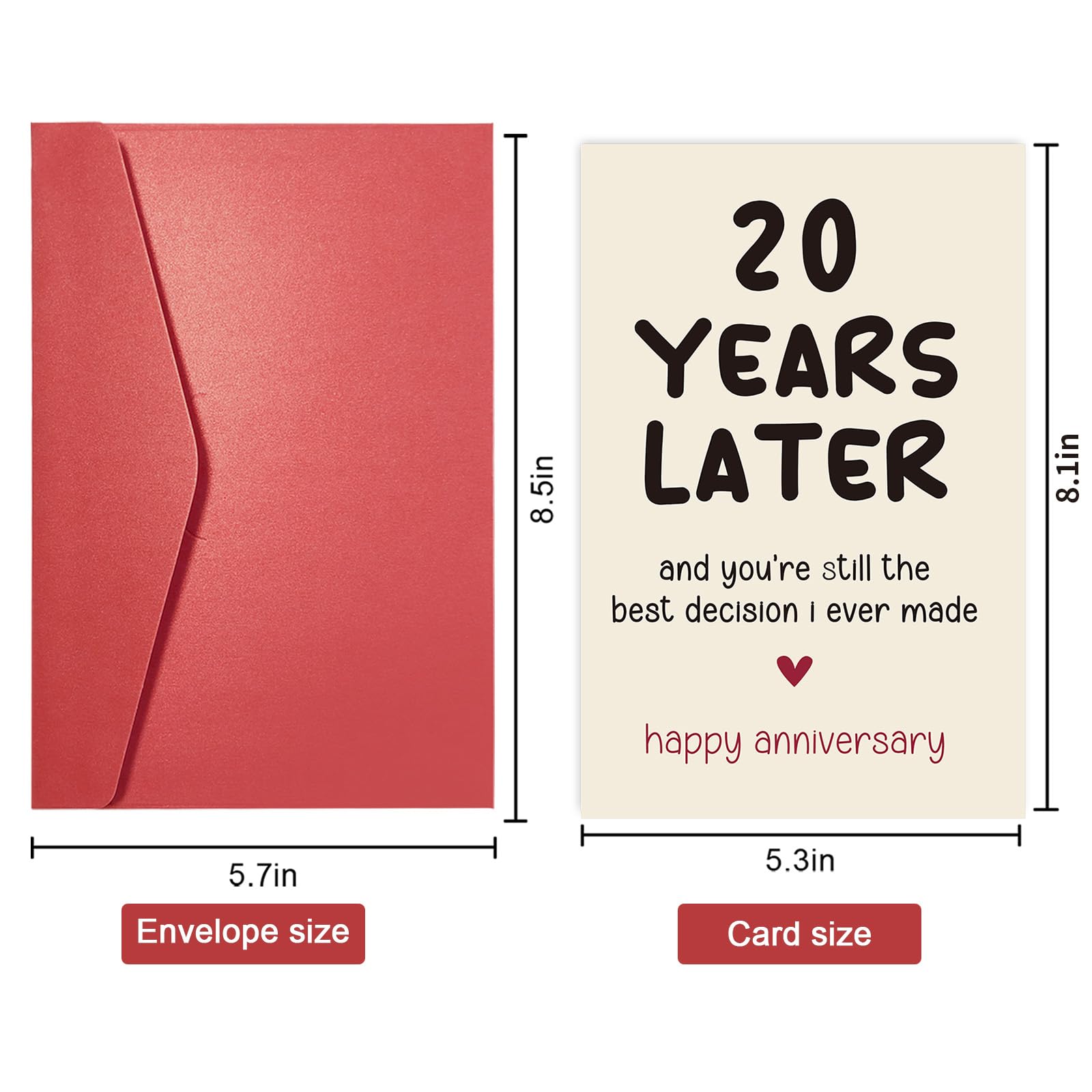 Amazon.com : Romantic 20th Anniversary Card for Him Her, 20 Years 