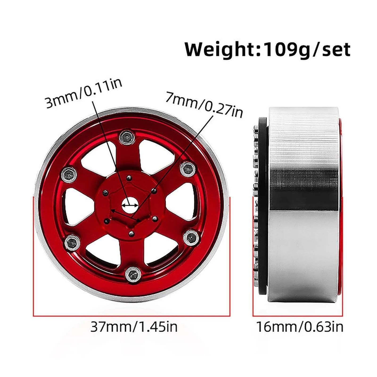 4 Stück CNC Aluminium 1,3 Zoll Beadlock Radfelgen Radnabe for 1/18 1/24 RC Crawler Auto for Tr-axxas TRX4M Axial SCX24 FMS FCX24(Blauw)