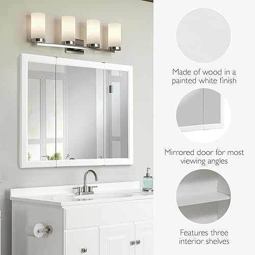 Miniatura 4 de Design House 545103-WHT Wyndham Botiquín - Marco blanco duradero montado - Armario de pared de baño con puerta espejada, 36 pulgadas - 4.75 x 36 x
