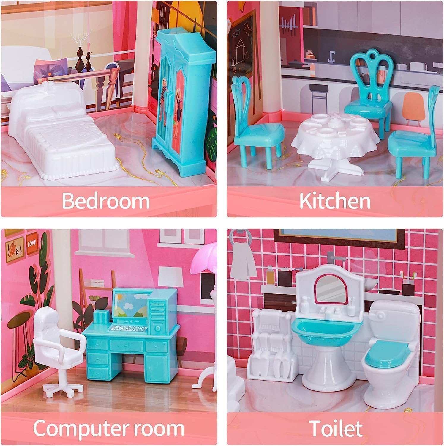 Qbitz Princess Dollhouse - 4 Story Dream House -5 Qbitz Princess Dollhouse - 4 Story Dream House -5