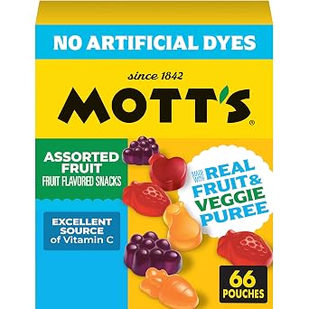 Mott's Assorted Fruit Flavored Snacks, Made with Real Fruit Puree, 66 Pack