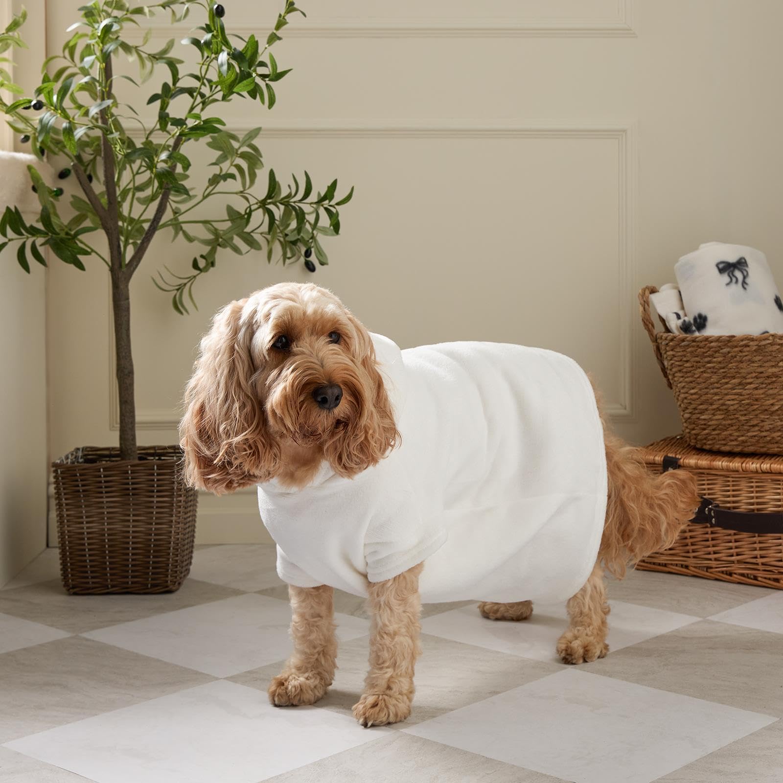 OHS Cream Dog Hoodie Pet Clothes for Dog Cats Small Breed Sherpa Fleece — image 1