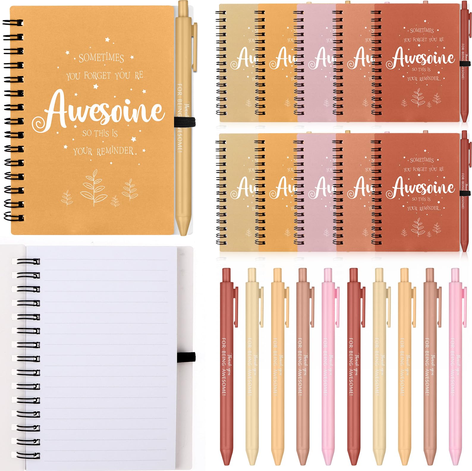 Augenstern 10 Sets Employee Thank You Gifts Bulk Inspirational Notebook Journal with Motivational Pen Employee Appreciation Gifts for Coworkers Volunteer Nurse Teacher Team Staff Colleague Gift