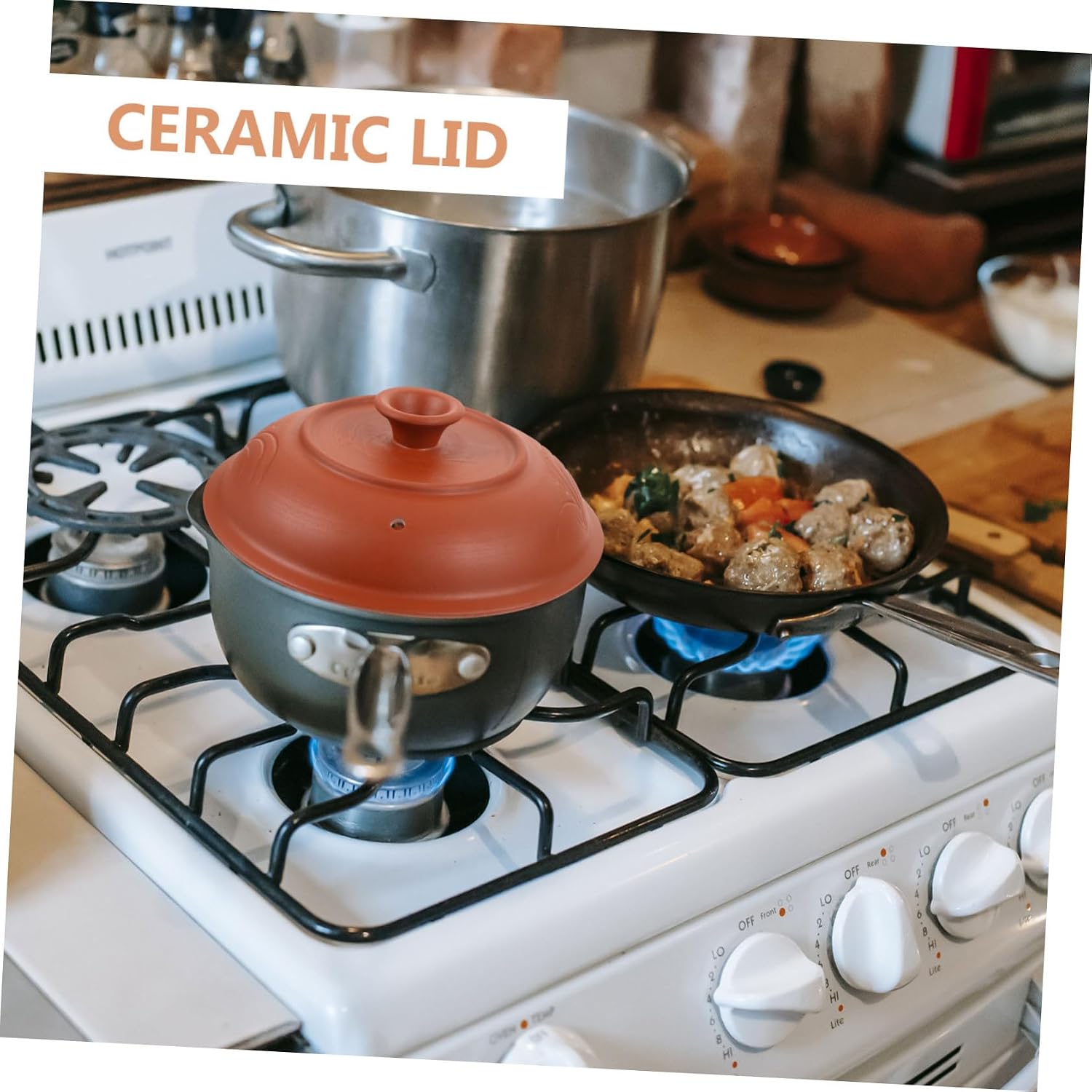 Clay Casserole Dish Lid Pot Lid Vent Hole Ceramic Cover for Stew Pot Food Safe