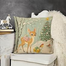 Deer Birds Winter Forest Outdoor Sofa Cushion Cover Modern Decor 18 "x18 Rustic Farmhouse Winter Animal Porch Pillows for Sofa for Sofa Couch Chair Bedroom Gift for Christmas