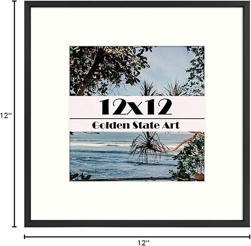 Vista 139 de Golden State Art - Marco de fotos de aluminio satinado clásico de 8 x 10 con alfombrilla de color marfil para fotos de 5 x 7 y cristal real, Dorado