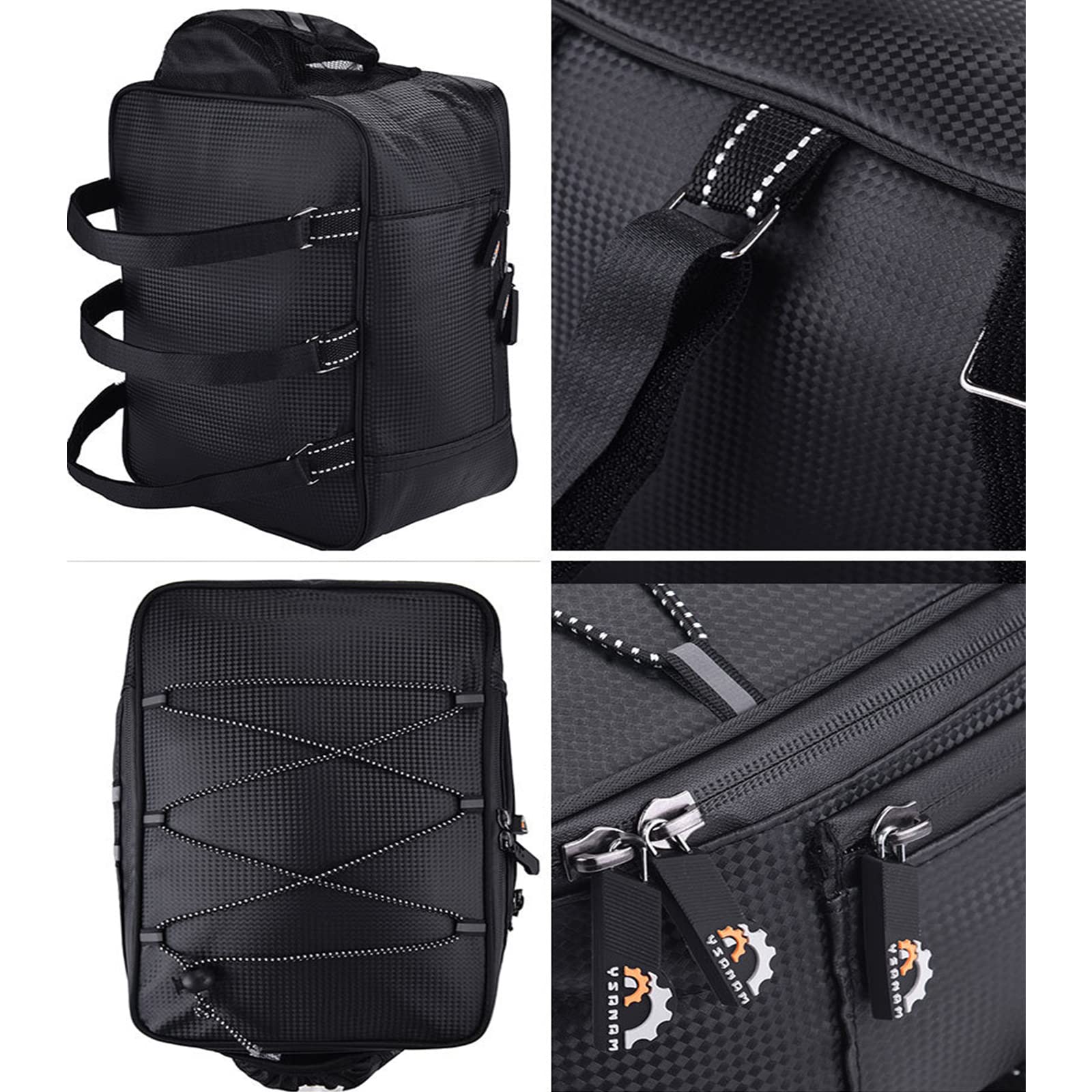 NUOYAQI Waterproof Bag Pannier Bag Extensible Bicycle Bag Rear For Seat Bag Expandable Bicycle Bags Panniers Trunk Bag Organizer, Black