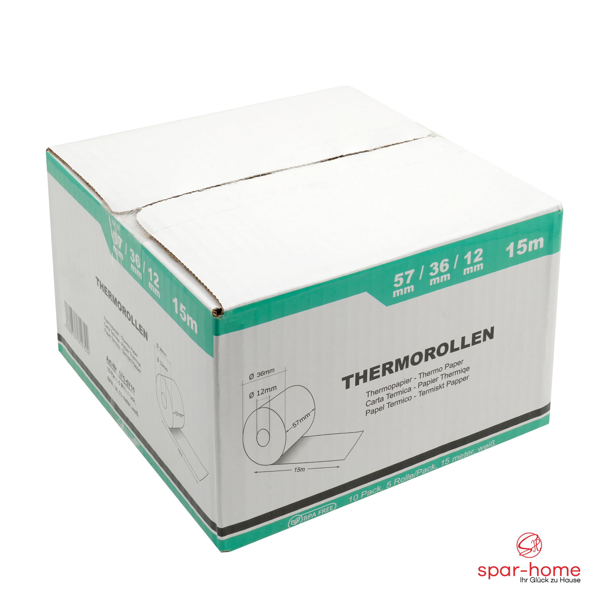 50x Kassenrollen 57mm x 15 meter - Thermorollen für Thermo Kasse Bondrucker Kasserollen EC-Cash Rollen Thermopapier Bonrollen für EPOS-Drucker Rechner Kassenbondrucker