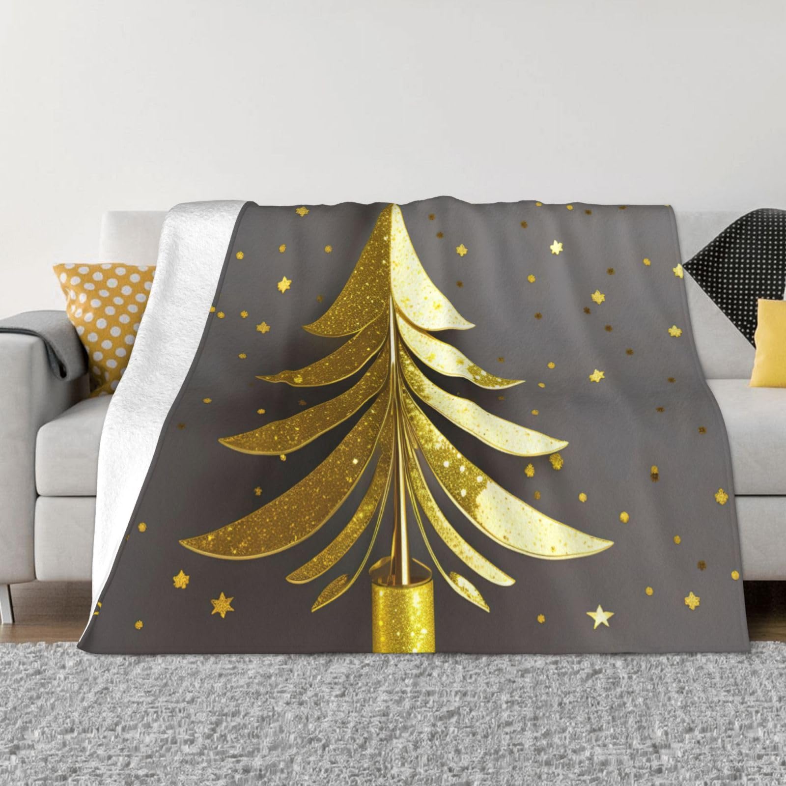 Couverture polaire sapin de Noël légère et chaude pour lit et voyage