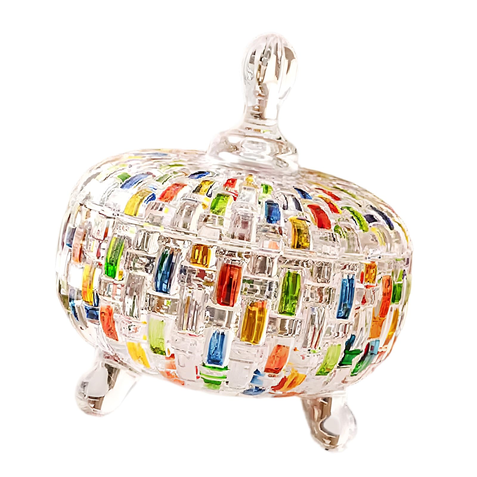 ordinarYone Colorful Glass Jars with Lid Crystal Glasses Candy Dishes Jewelry Box for Wedding,Christmas Party Decorative Candy Bowl