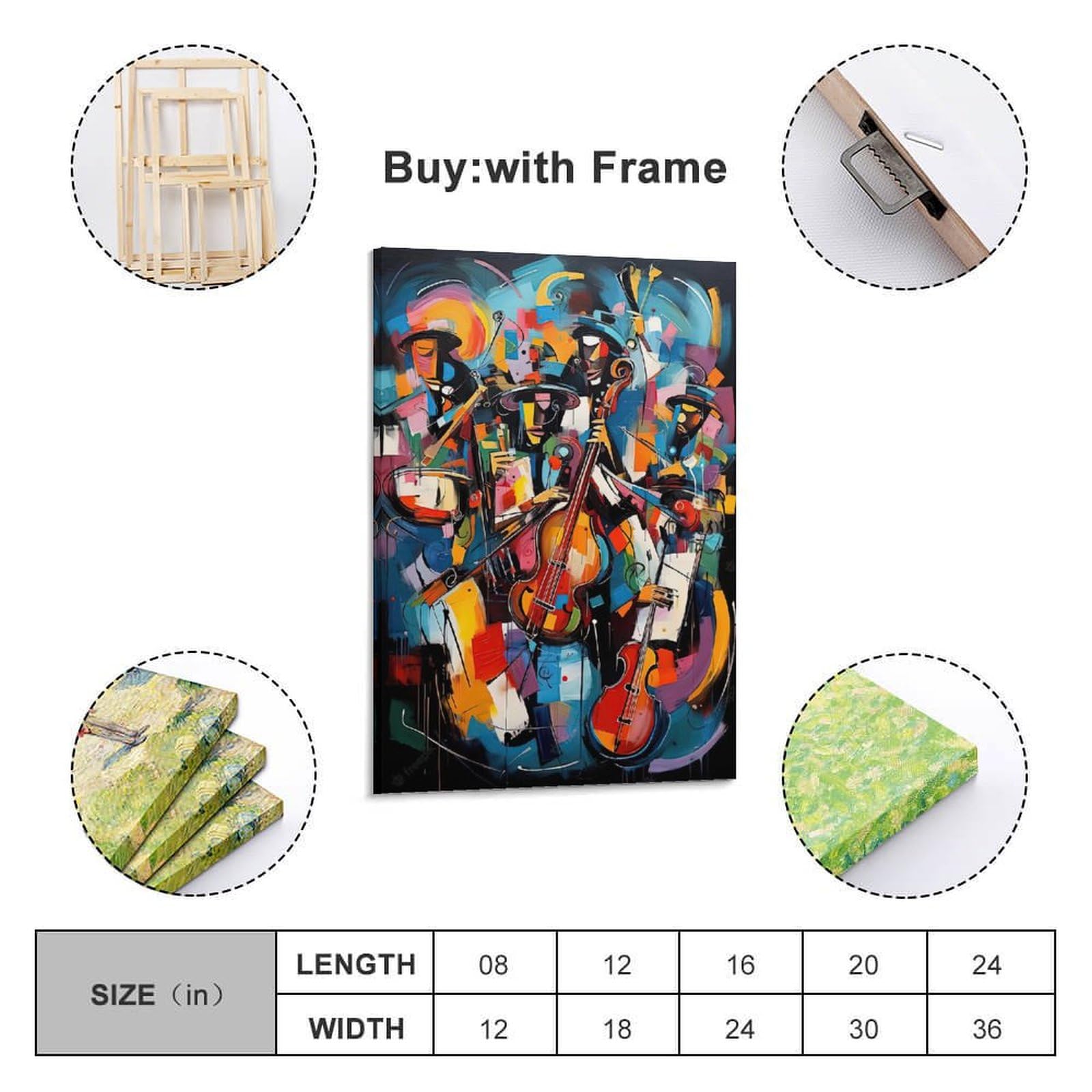 GLJXFP Adesivi artistici da parete con strumenti musicali, poster decorativi su tela, poster decorativi da parete e stampa moderna per camera da letto, poster decorativo per camera da letto, 40 x 60