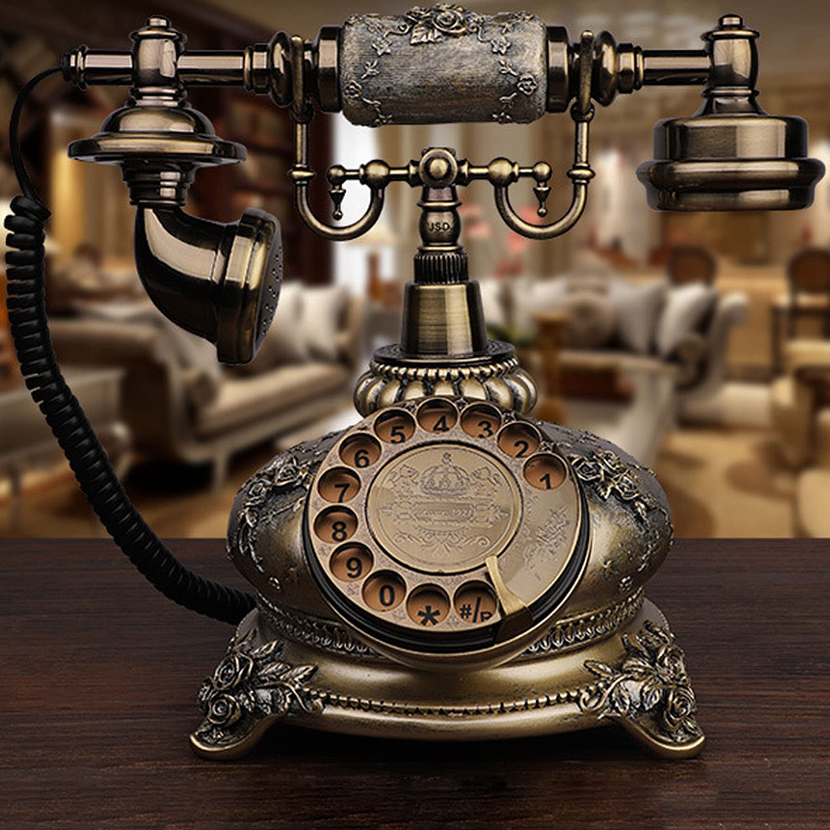 Téléphone, téléphones Fixes rétro à l'ancienne, téléphone Filaire pour la Maison et la décoration, Style européen Classique, galvanoplastie mentale