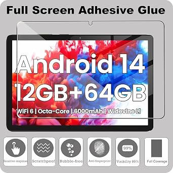 KZIOACSH 2 Pack Screen Protector for TPZ T10b/TPZ Android 14 Tablet 10.1 Inch, Ultra Clear 9H Hardness Touch Sensitive Anti-Scratch Anti-Fingerprint Protective Tempered Glass Screen Guard