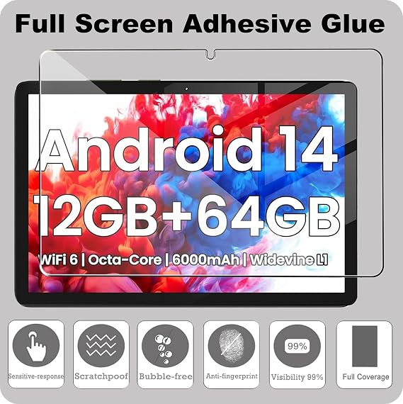 KZIOACSH 2 Pack Screen Protector for TPZ T10b/TPZ Android 14 Tablet 10.1 Inch, Ultra Clear 9H Hardness Touch Sensitive Anti-Scratch Anti-Fingerprint Protective Tempered Glass Screen Guard