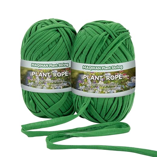 2 Pack Garden String - Plant Ties, Garden Twine, Gardening Tape, Tree Support, Stretchy Trap for Trees,Flowers,Green Soft Ties for All Plants All Gardeners(35M/Roll,115FT)