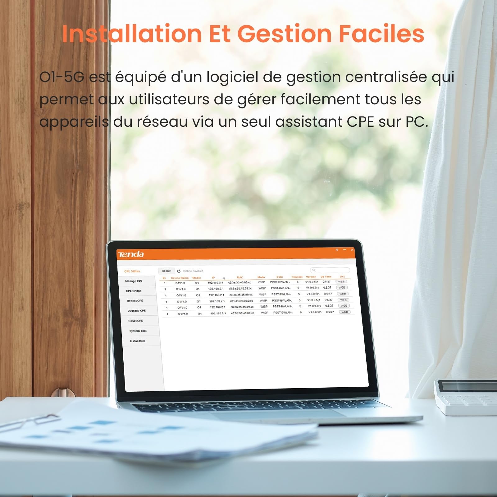 Tenda O1-5G Point d'Accès Extérieur Sans Fil Extérieur, Antenne Directionnelle 9 dBi, 867 Mbps sur 5 GHz, 1 Port Ethernet 10/100 Mbps, Gestion Web, Prend en Charge PoE/DC Passif, Auto-Bridging, IP65