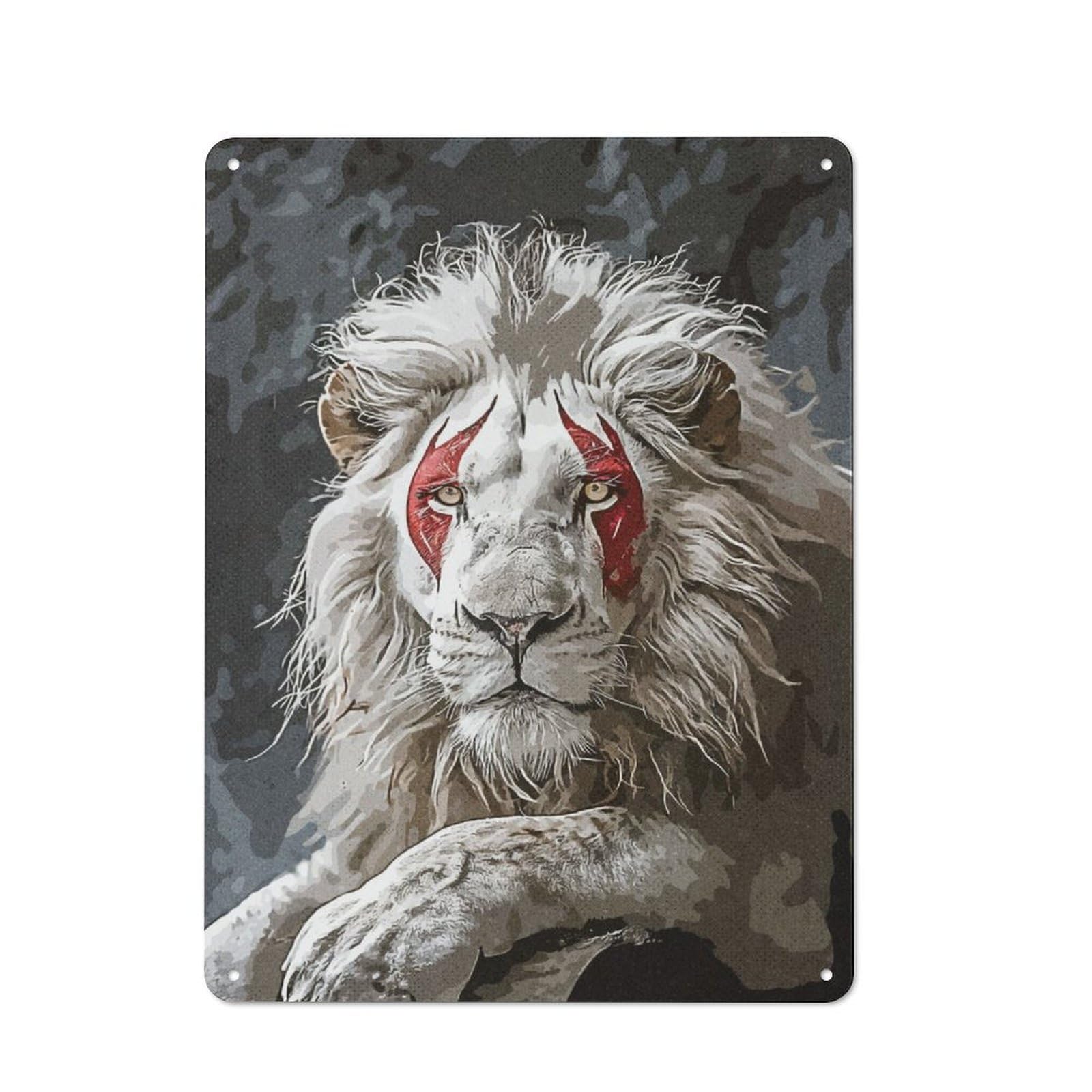 Lion Workshop Style Metal Wall Decor 40x30cm, Decorative Metal Plaque for Garage, Workshop, Shed Or Utility Room