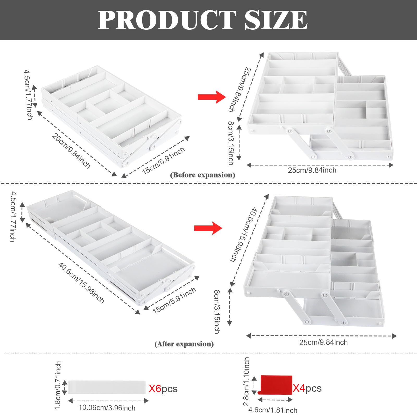 Vassoio per utensili espandibile organizer per cassetti pieghevole per contenere gioielli cancelleria forniture per ufficio posate da cucina vassoio da cucina
