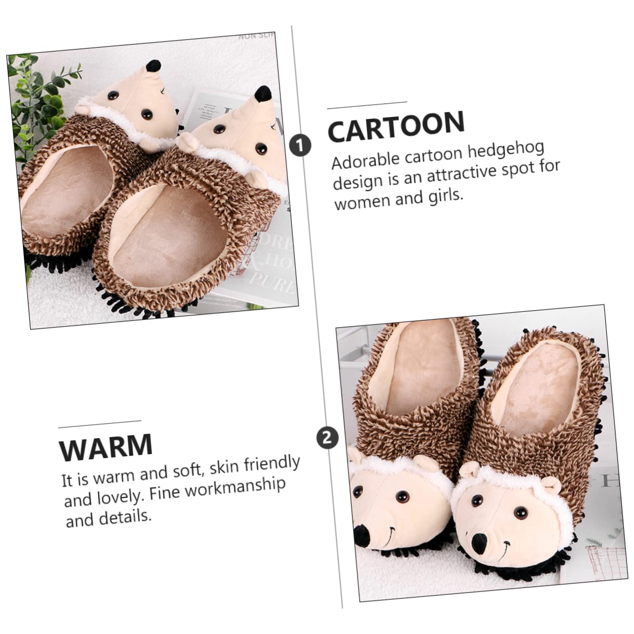 Pantuflas De Erizo Zapatillas De Casa Para Mujer Zapatillas Peludas y Esponjosas Pantuflas De Animales De Espuma Zapatilla De Felpa De Lana Para Mujer Divertido Felpa Corta