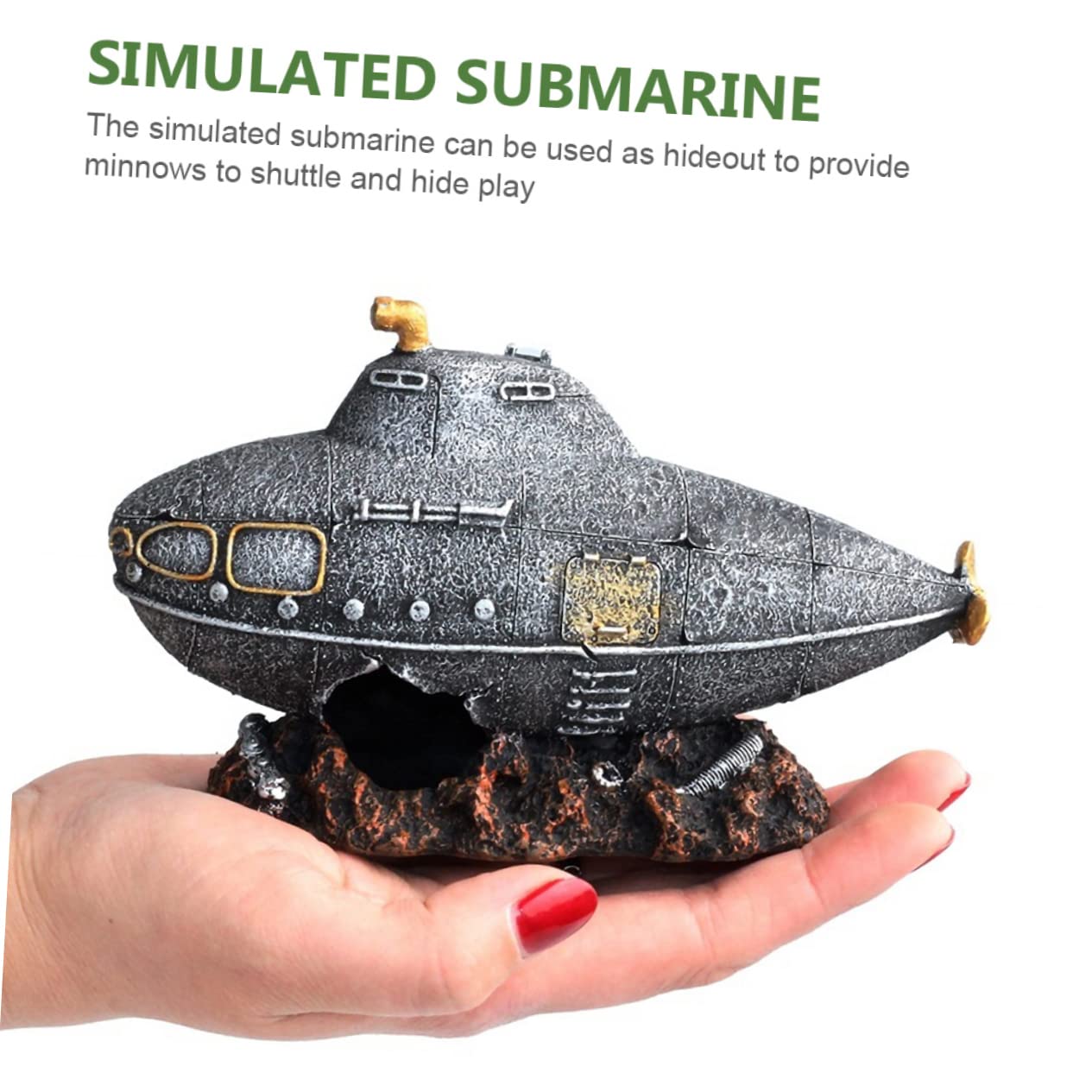 SUPVOX 2 Pezzi Arredamento Dell'acquario Dei Cartoni Animati Acquario Sottomarino Arredamento Grotta Acquario Decorazione Del Paesaggio Del Serbatoio Di Pesce Naufragio Resina Grey