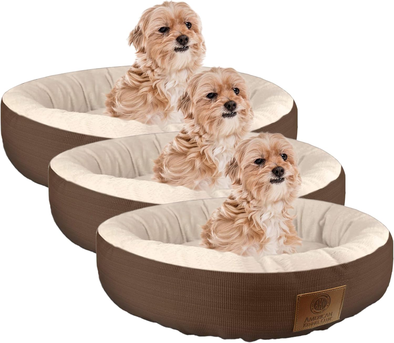 AMERICAN KENNEL CLUB AKC Casablanca Round Solid Pet Bed (Pack of 3)