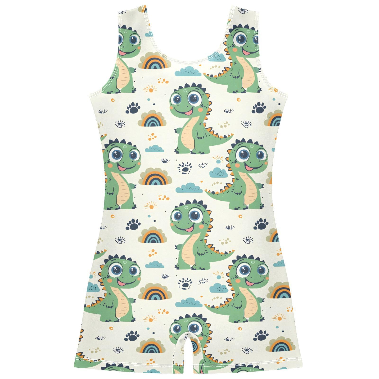 NUSTAPU Cute Animals Print Girls Gymnastics Leotards Unitard Biketard Summer One Piece Tumbling Outfit 2-10 Years