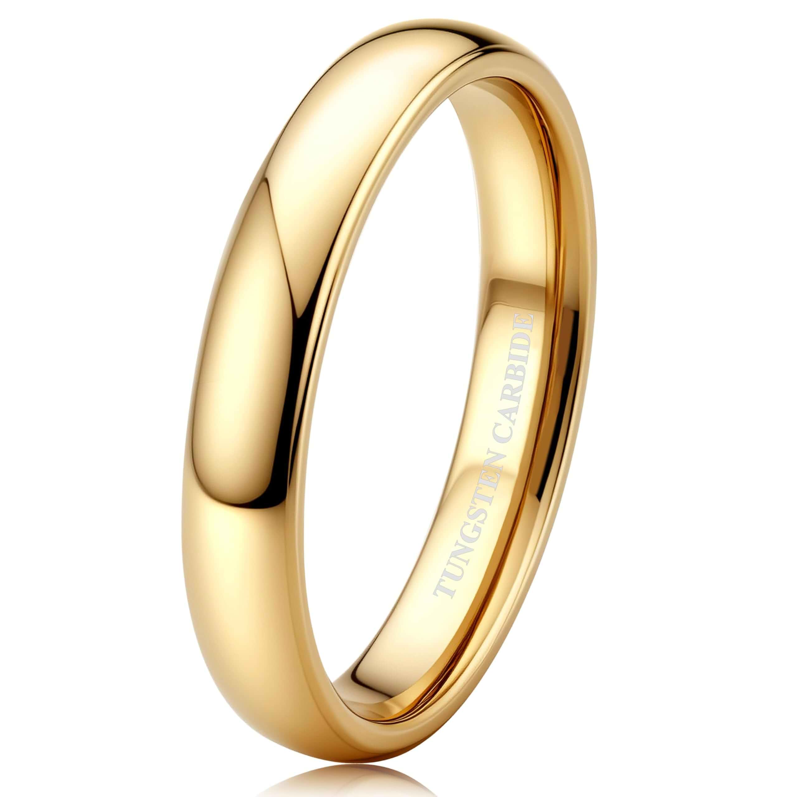 Tungary Gold Tungsten Wedding Bands Rings for Women Men Wedding Rings 2-8MM 18K Gold Ring Non Tarnish,Thin/Domed 2mm 4mm 6mm 8mm,Stackable Thumb Rings Size 6-12,Promise Engagement Ring for Couples
