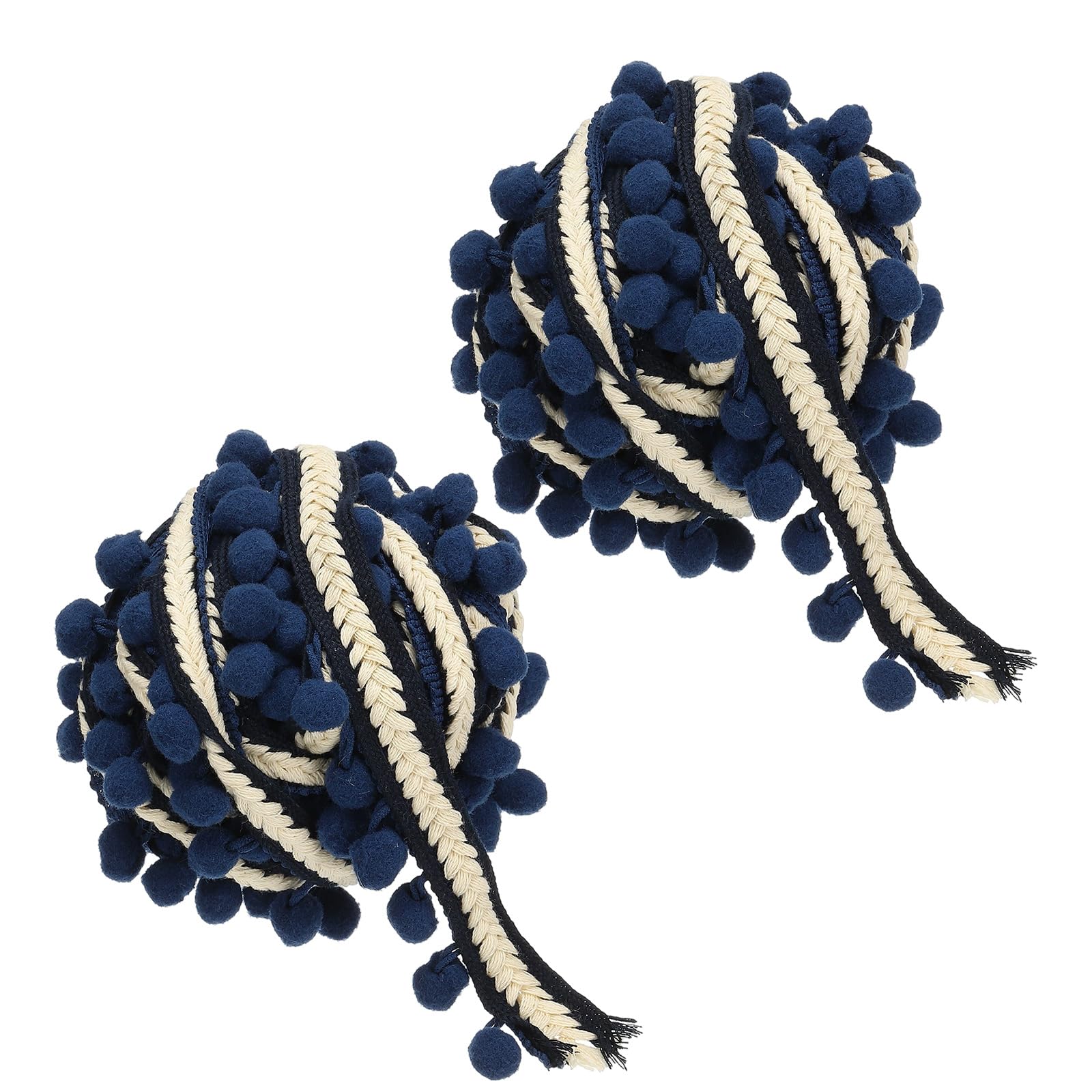 Ruban à pompons brodé bleu haut de gamme pour finition couture